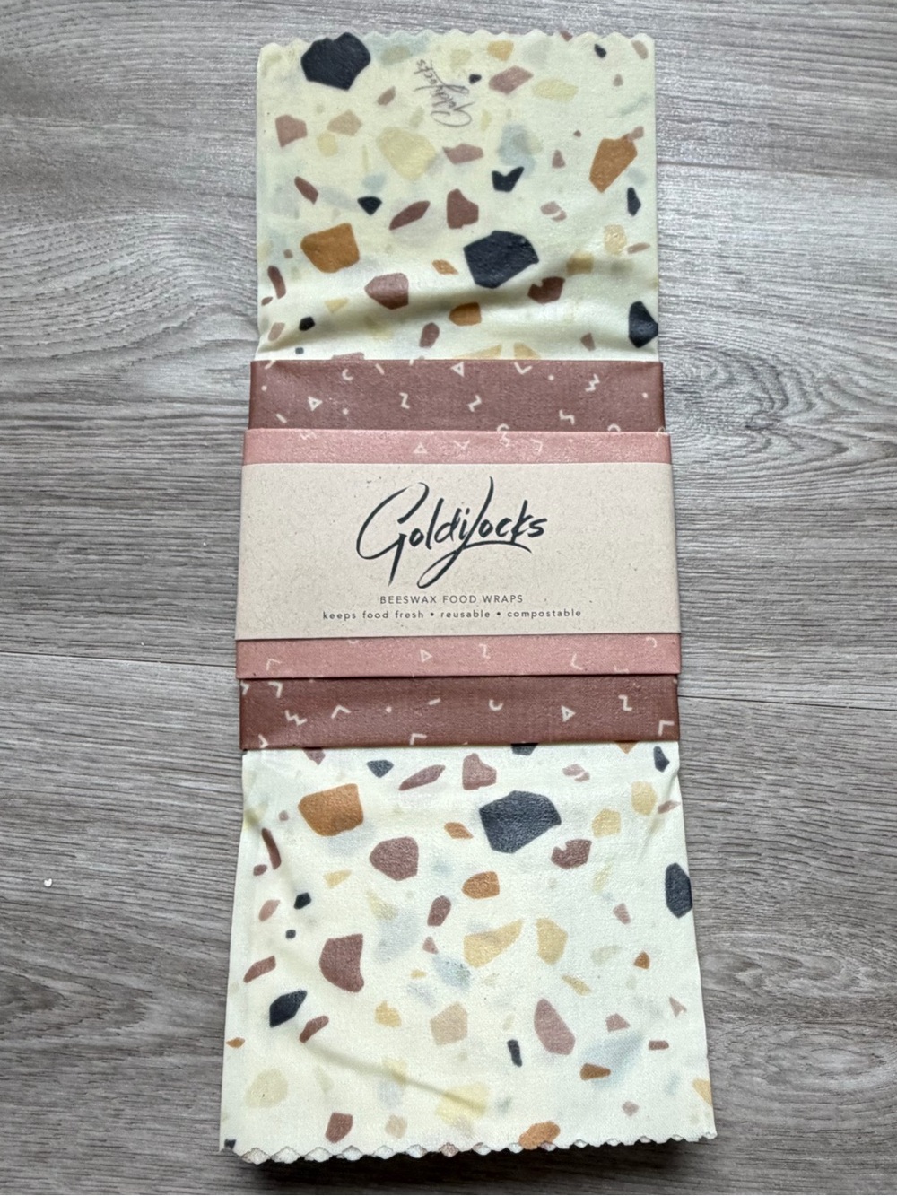Beeswax Food Wraps:  Terrazoo set of 3 (S, M, L)